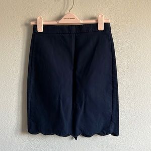 J. Crew Scalloped Navy Pencil Skirt